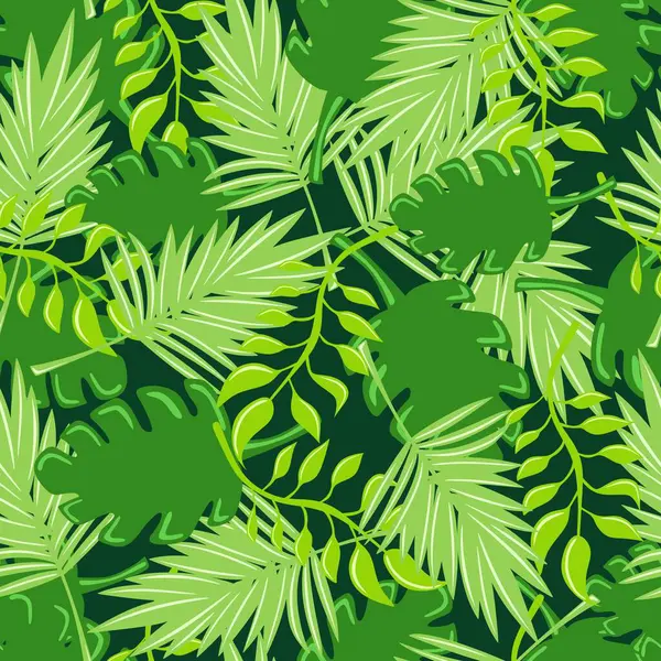 Bladeren Van Palmbomen Naadloos Patroon Vectorachtergrond — Stockvector