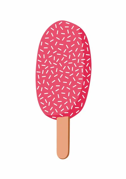 Fruit Ice Ice Cream Popsicle Stick Pink Colored Object Isolated — Stock Vector