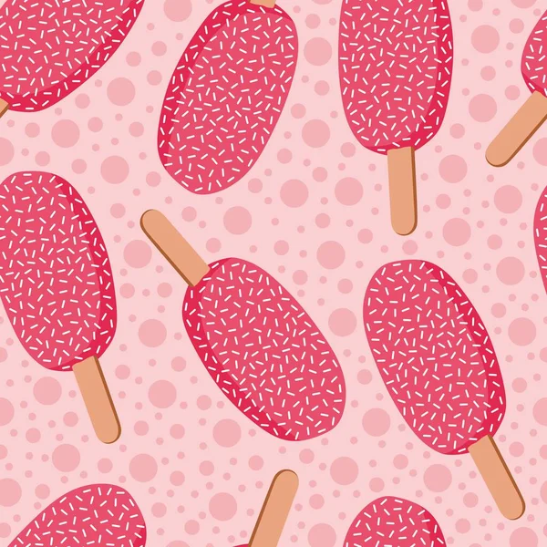 Безшовний Візерунок Милим Рожевим Морозивом Ілюстрація Дня Валентинки Візерунок Упаковки — стоковий вектор