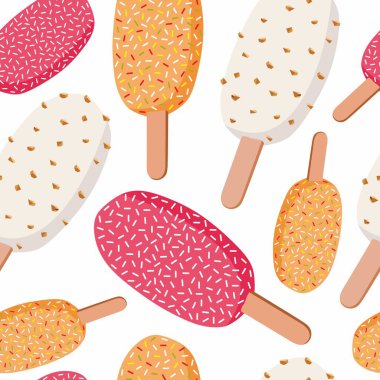 Fındıklı, kusursuz bir eskimo dondurması. Pembe, turuncu ve beyaz çikolata.