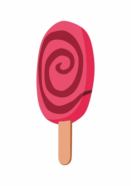 カーリーピンクのアイスクリームアイコン 白い背景に隔離されたWebデザインのためのカーリーピンクのポップスルベクターのアイコンの漫画 — ストックベクタ