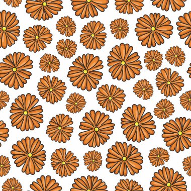 Çiçek deseni. Beyaz arka planda güzel çiçekler. Sarı çiçekli baskı. Ditsy parmak izi. Kusursuz vektör dokusu