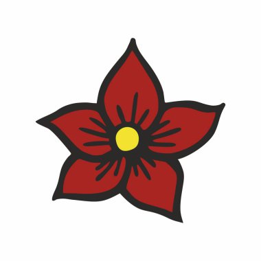 Kırmızı Noel çiçeği. Noel tasarımları yaratmak için bitkinin düz vektör illüstrasyonu