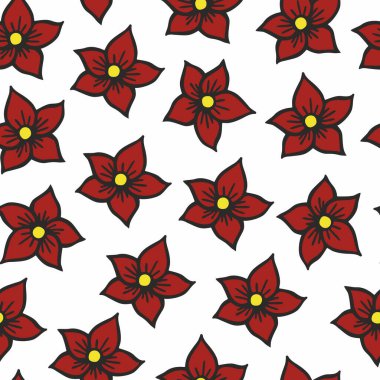 Kusursuz Şablon Kış Kırmızı Noel çiçekleri, Noel dekoru