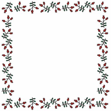 Noel kare çerçevesi ve kutsal böğürtlen. Boş boşluk