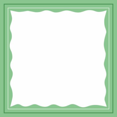 Yeşil ve beyaz kare dalgalı arkaplan rengi ve çizgili çizgi şekli. Sosyal medya paylaşımı ve internet reklamları için uygun. Şablon düzeni. Çerçeve, mesaj, resim, reklam için pansiyoner. Boş boşluk