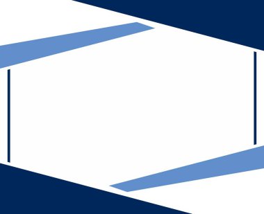 Metin veya resim için boş alanı olan üçgenler ile soyut çerçeve veya kenar. Beyaz arkaplanda açık mavi ve koyu mavi şekiller.