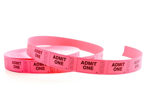 Pink Admit One Tickets Fundo Branco Foto Alta Qualidade — Fotografia de Stock
