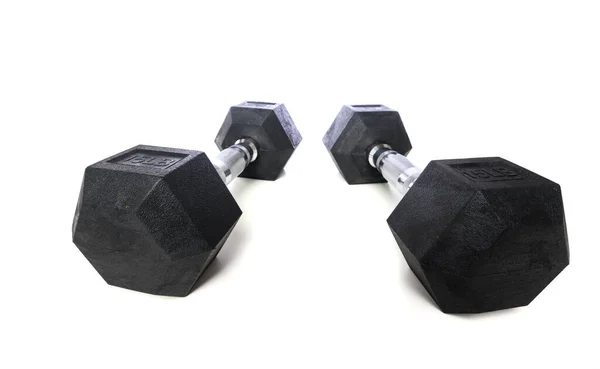 Black Silver Dumbbells White Background High Quality Photo — Foto Stock