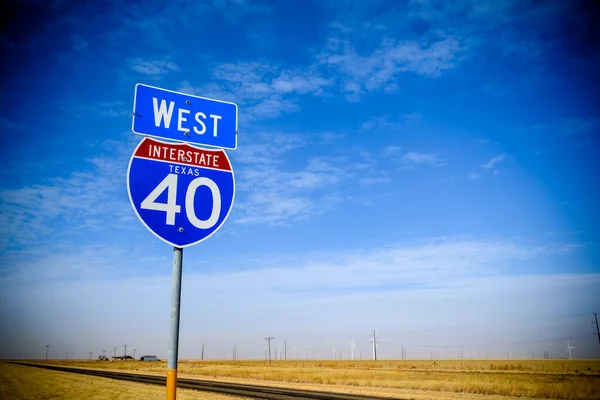Interstate Skylt Planen Texas Panhandle Högkvalitativt Foto — Stockfoto