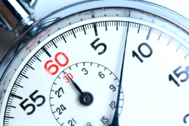 Beyaz arkaplandaki analog Stopwatch kadranı. Yüksek kalite fotoğraf