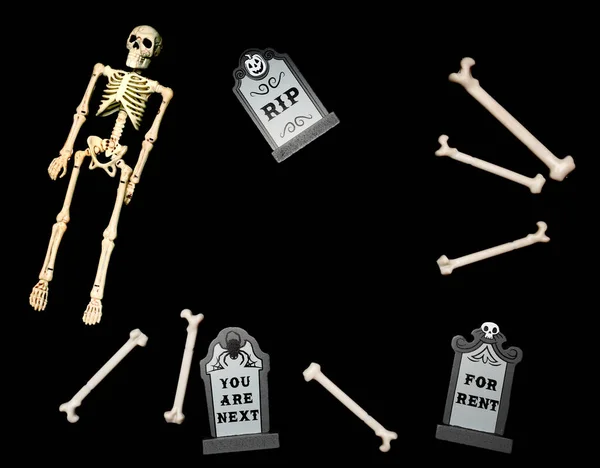 Halloween Koponyák Csontok Háttér Kiváló Minőségű Fénykép — Stock Fotó