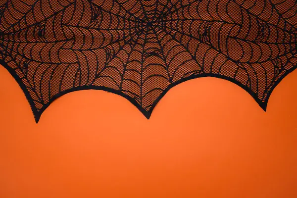 Декоративная Паутина Хэллоуина Оранжевом Фоне Высокое Качество Фото — стоковое фото