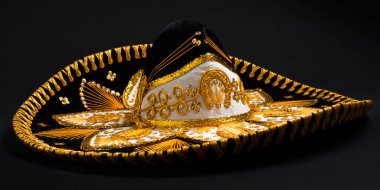 Siyah, süslü Meksika Sombrero ya da şapkası. Yüksek kalite fotoğraf