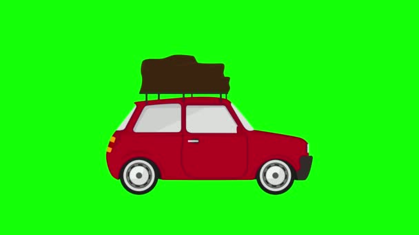 Desenhos Animados Animação Design Plano Carro Movimento Carro Vermelho Seamless — Vídeo de Stock