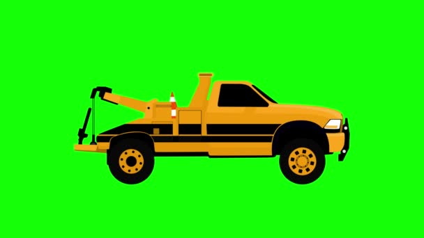 Φορτηγό Ρυμουλκού Κινούμενα Σχέδια Ενός Γερανού Τραβώντας Ένα Αυτοκίνητο Ιδανικό — Αρχείο Βίντεο
