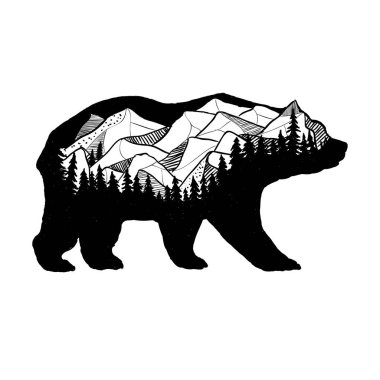 tasarım için stil ayısı, izole nesneler, vektör illüstrasyonu