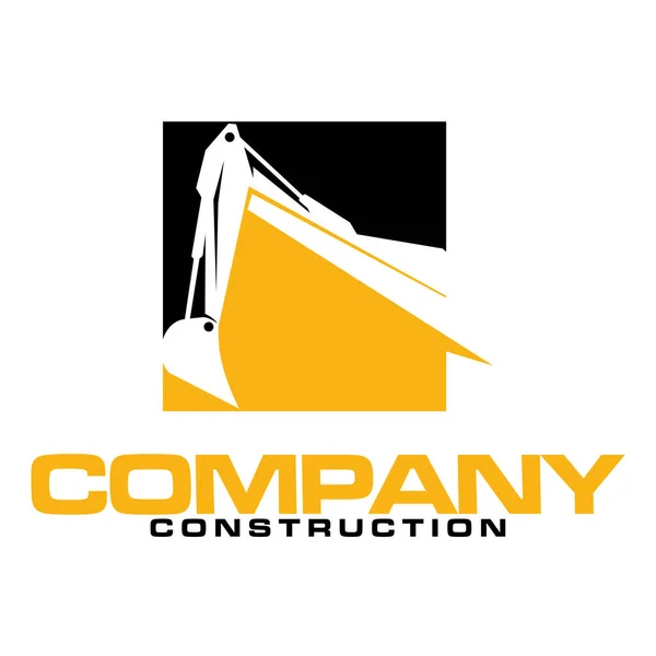 Kazı logosu şablonu vektörü. İnşaat şirketi için ağır ekipman logosu vektörü. Logo şablonu için yaratıcı kazıcı çizimi.