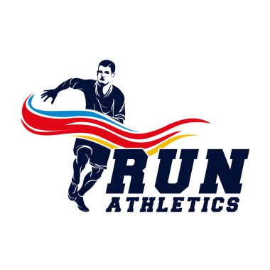 Bitiş kurdeleli Koşan Adam silueti, Maraton logosu şablonu