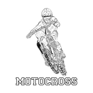 Motocross binici onun bisiklet, soyut grunge vektör siluet