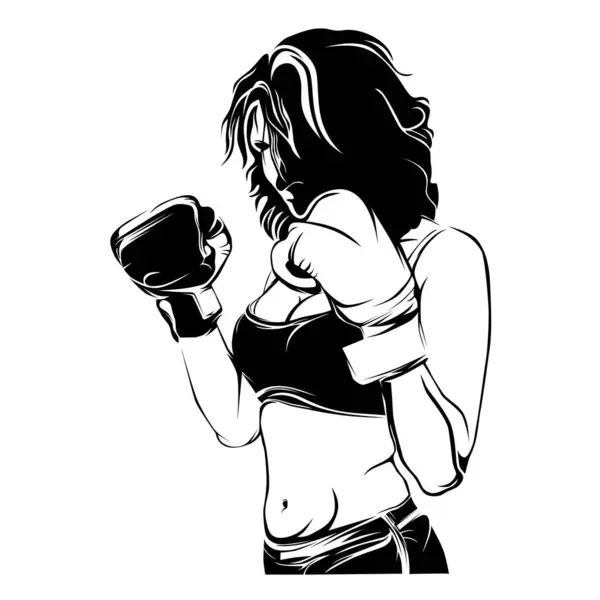 Boksör dövüşçüsü, izole vektör silueti, mürekkep çizimi, ön görüş. Dövüş logosu