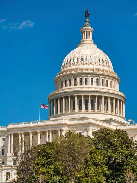 Edificio Del Capitolio Los Estados Unidos Con Bandera Americana —  Fotos de Stock