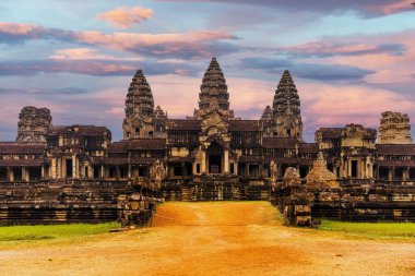 Angkor Wat seen from the East gate entrance near Siem Reap, Cambodia clipart