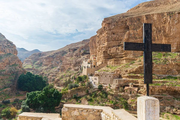 Mosteiro São Jorge Choziba Wadi Qelt Com Sua Antiga Capela — Fotografia de Stock