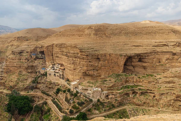 Klostret George Choziba Wadi Qelt Med Dess Antika Kapell Och — Stockfoto