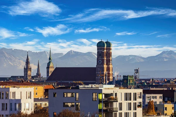 stock image Famous Frauenkirche Landmark on a day with Foehn winds