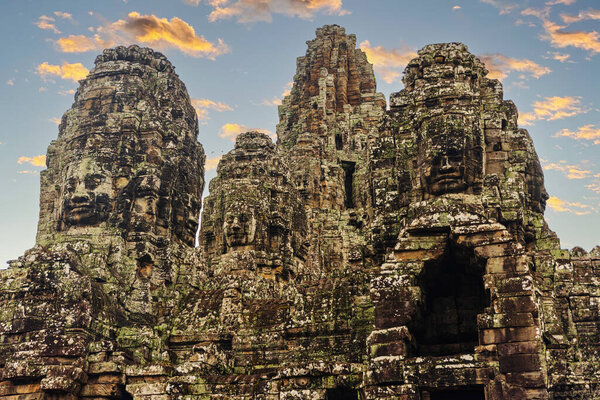 Ancient stone faces of Bayon temple