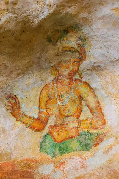 stock image Frescoe of a woman at Sigiriya Rock in Dambulla