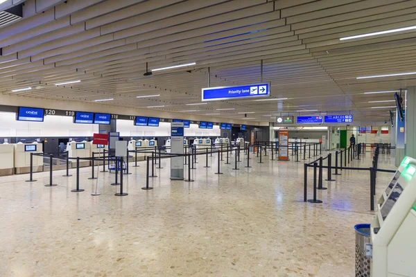 stock image General view of the departure and arrival hall of the french sector of the international airport of Geneva GVA