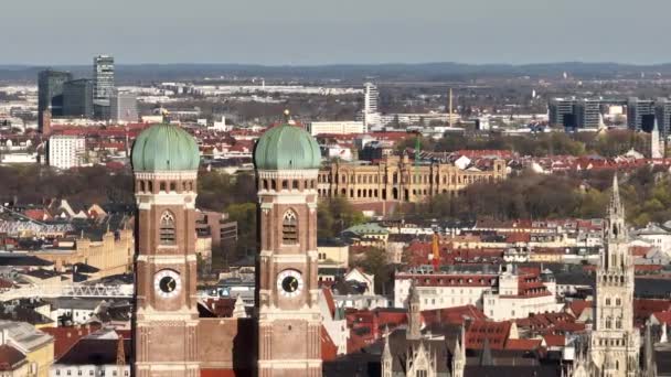 Dolly Catedral Frauenkirche Centro Cidade Munique — Vídeo de Stock