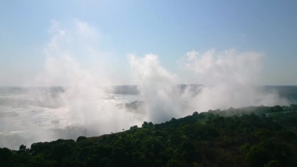 Drone Vlucht Wereldberoemde Victoria Falls — Stockvideo