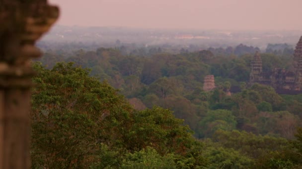 Angkor Wat Günbatımında Çekilmiş Uzun Mercekler — Stok video
