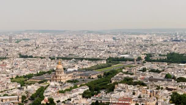 Famoso Dome Des Invalides Parigi Francia Visto Dal Tour Montparnasse — Video Stock