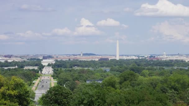Horizonte Ciudad Washington Con Monumento Washington Capitolio — Vídeo de stock