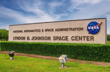 Houston, Teksas 'taki Johnson Uzay Merkezi tabelası