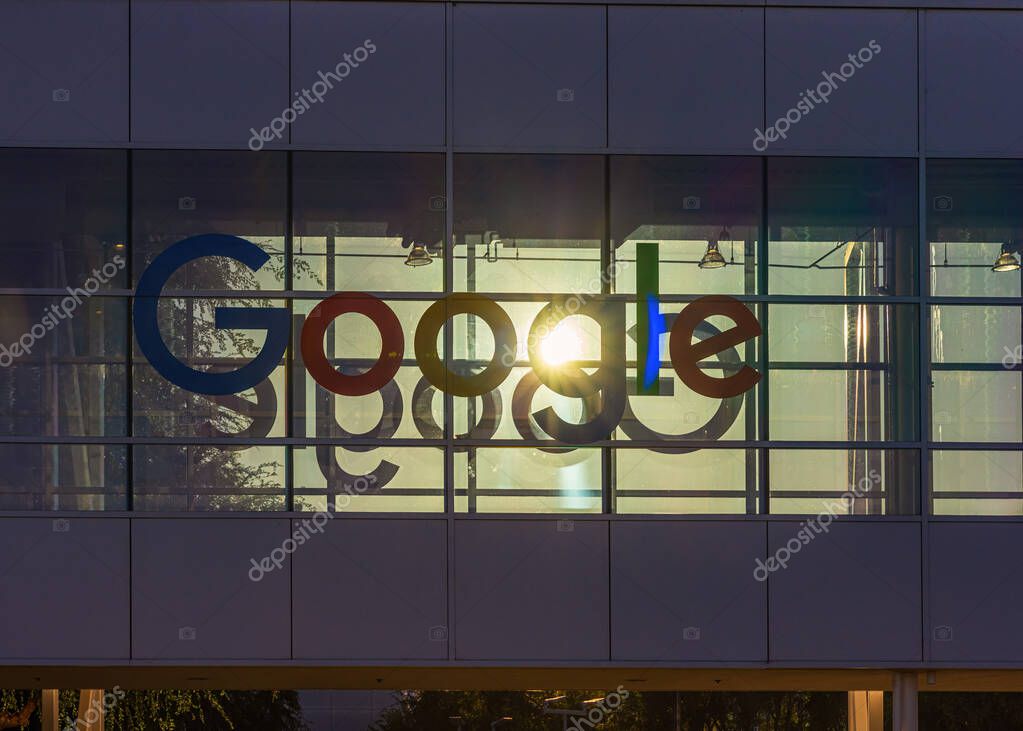 The Google logo seen at Google Headquarters.
