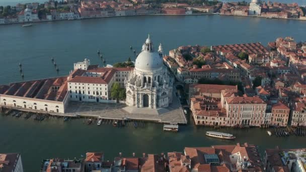 Benátky Výhled Canal Grande Bazilika Santa Maria Della Salute Itálie — Stock video
