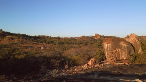 Famose Rocce Nel Parco Nazionale Matobo Una Vista Aerea Tramonto — Video Stock