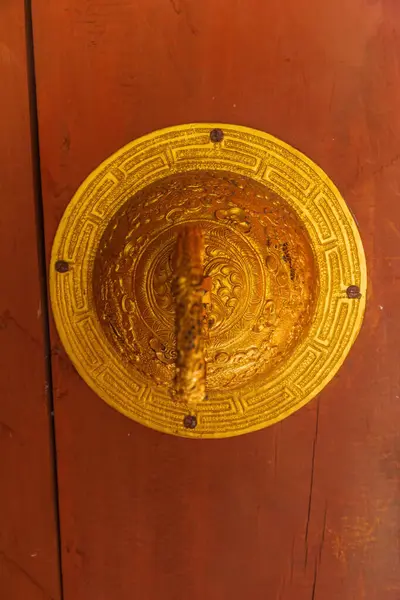 stock image Close up of a himalayan gilded door knocker