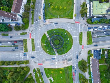 Looking down on Effnerplatz with roads and sculpture clipart