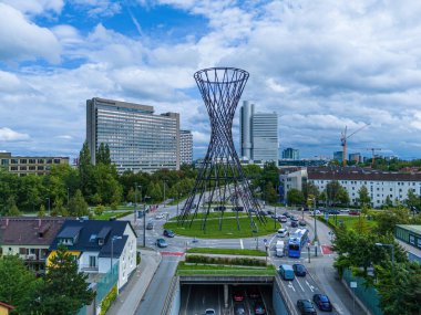 Mittlerer Ring, Mae West sculpture and highrises in Bogenhausen clipart