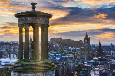 Beautiful view of Edinburgh at sunset clipart