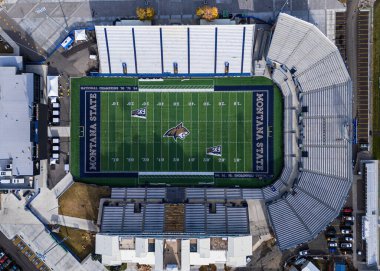 View of the Bobcat Stadium on the campus of Montana State University in Bozeman, home of the Bobcats. MSU is a public research and teaching university. clipart