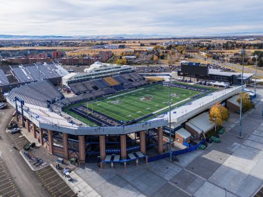 View of the Bobcat Stadium on the campus of Montana State University in Bozeman, home of the Bobcats. MSU is a public research and teaching university. clipart