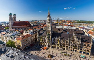 The Munich city skyline at Marienplatz Square in a large zoomable Panorama clipart