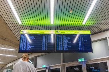 Arrival board at terminal 1 of the Koeln Bonn international Airport clipart